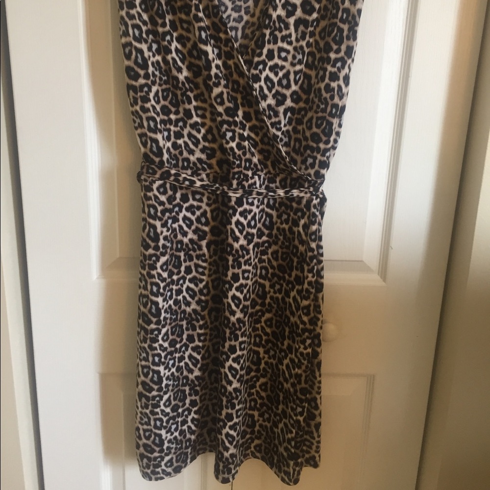 Leopard print mock wrap dress
